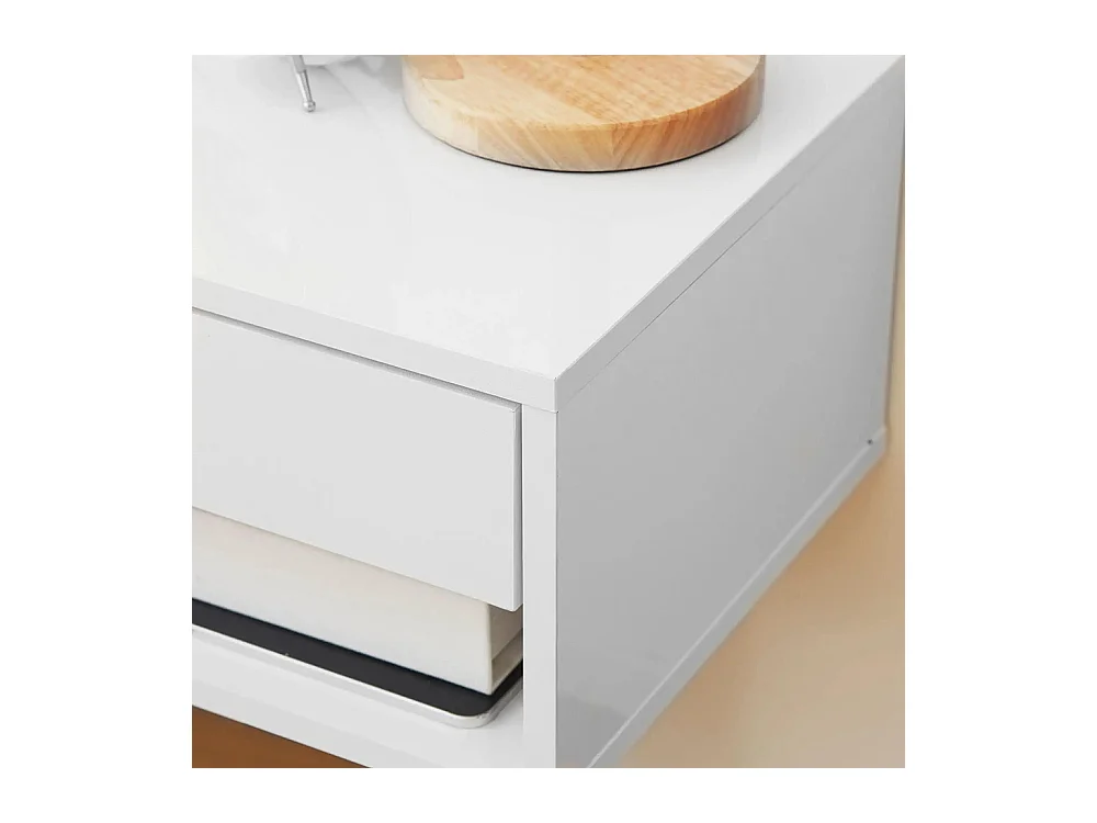 Lot de 2 tables de chevet murales table de nuit tiroir coulissant niche plateau en bois dim. 37L x 32l x 21H cm ,blanc