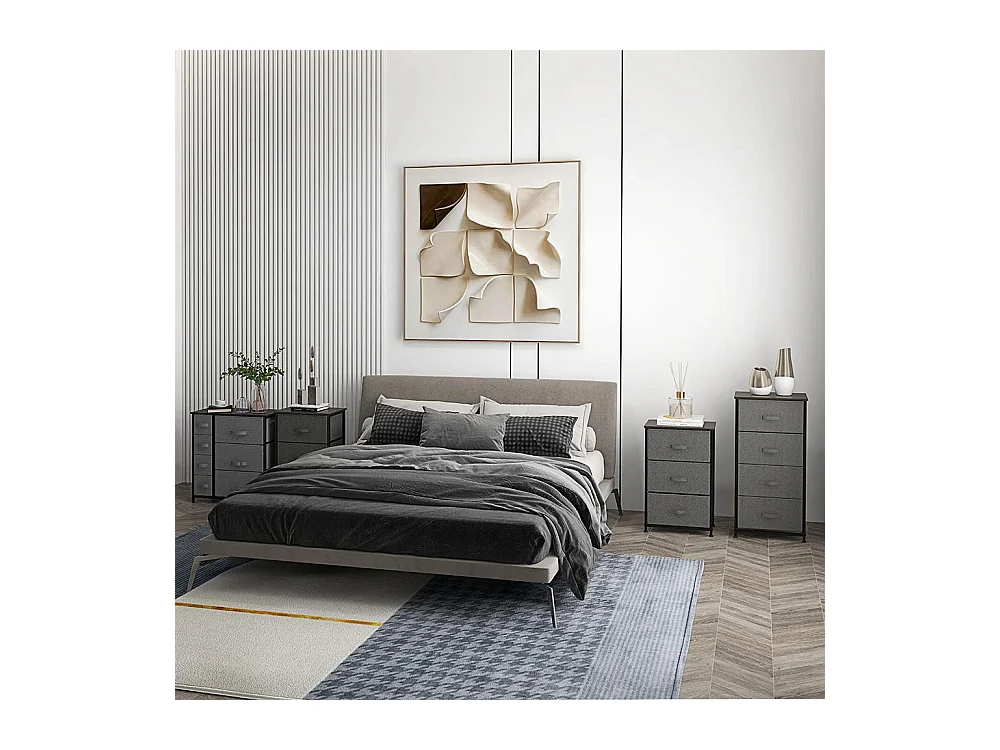 Commode pliante à 7 tiroirs en tissu, fabriquée en tissu non tissé, avec structure métallique, dimensions : 63,5 x 30 x 71 cm, couleur gris foncé.