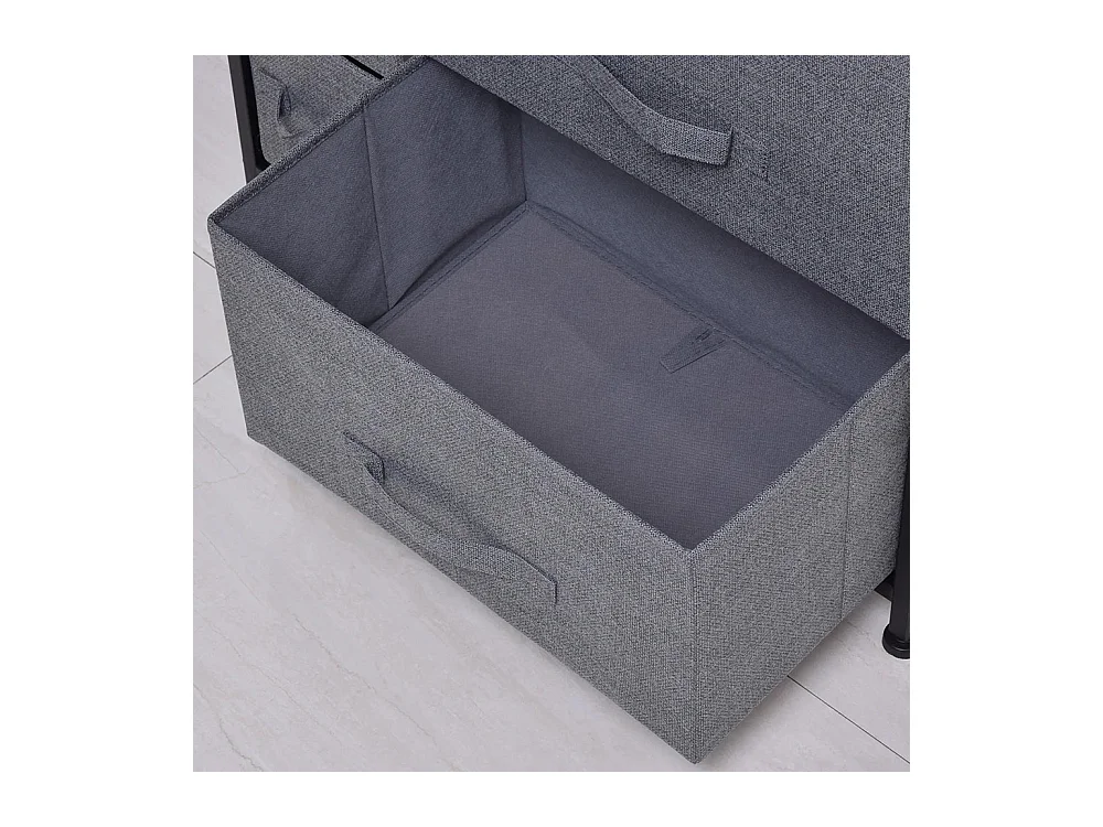 Commode pliante à 7 tiroirs en tissu, fabriquée en tissu non tissé, avec structure métallique, dimensions : 63,5 x 30 x 71 cm, couleur gris foncé.