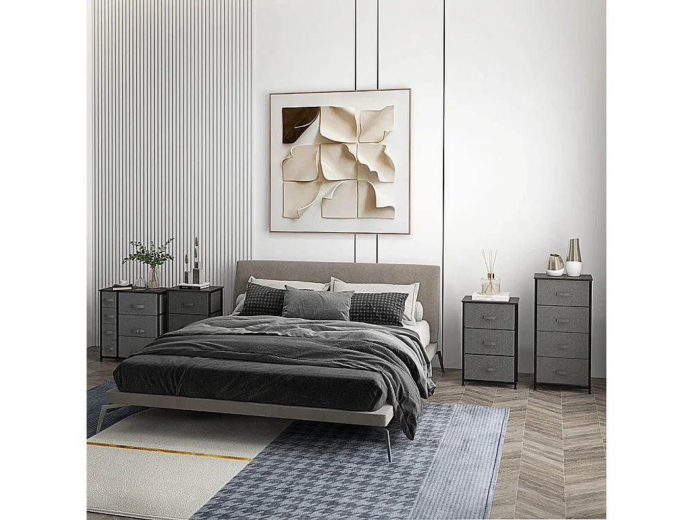 Commode pliante à 7 tiroirs en tissu, fabriquée en tissu non tissé, avec structure métallique, dimensions : 63,5 x 30 x 71 cm, couleur gris foncé.