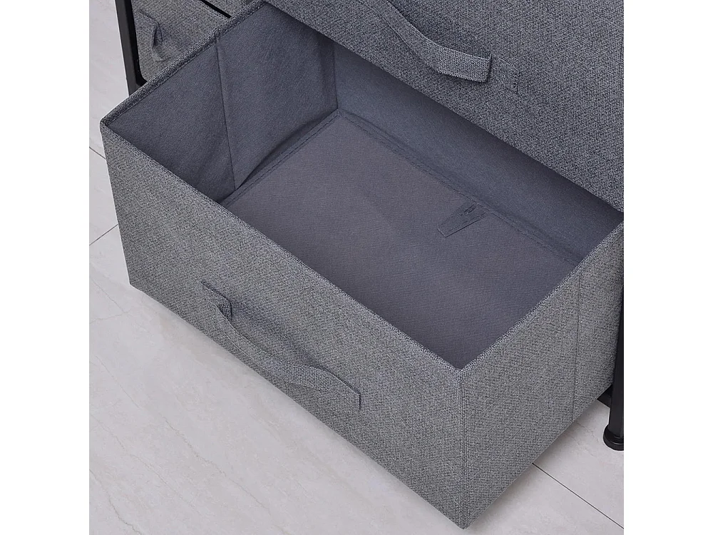 Commode pliante à 7 tiroirs en tissu, fabriquée en tissu non tissé, avec structure métallique, dimensions : 63,5 x 30 x 71 cm, couleur gris foncé.