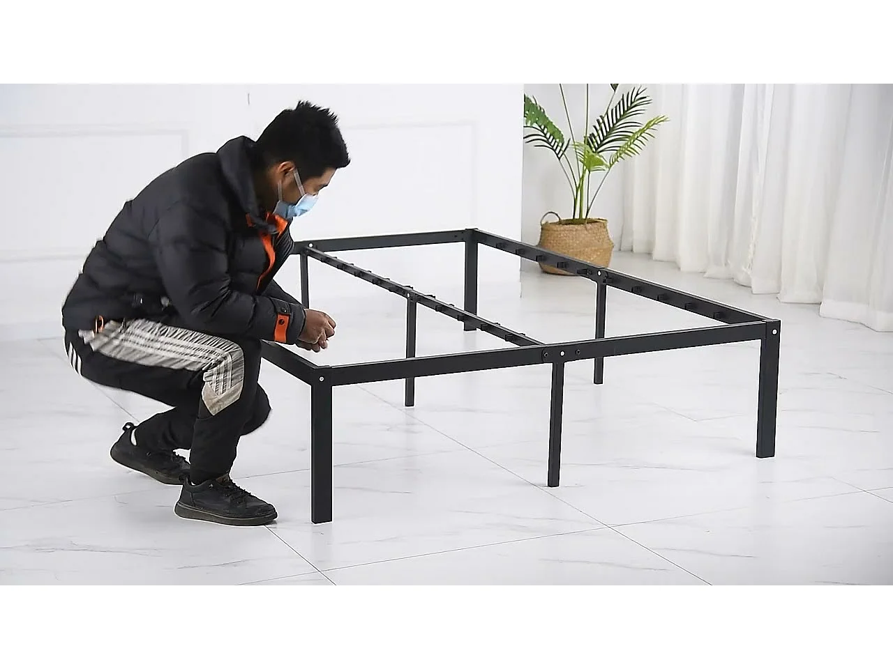 Epaisseur 22 cm matelas à ressorts + cadre de lit en métal 140x190 cm