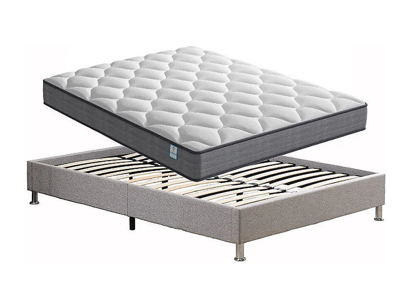 Set met springverenmatras + bedframe Platform met capitonnering 140x190cm, dikte van de matras 20cm
