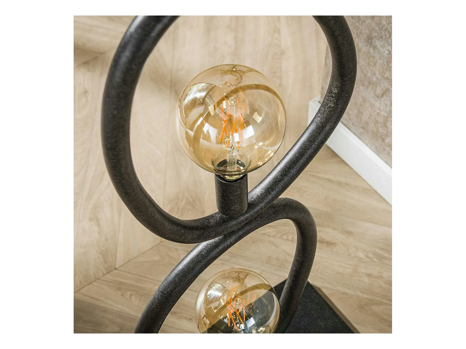 Lampadaire salon noir – forme galet, 4 ampoules TRIBECA