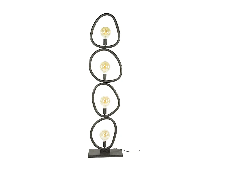 Lampadaire salon noir – forme galet, 4 ampoules TRIBECA