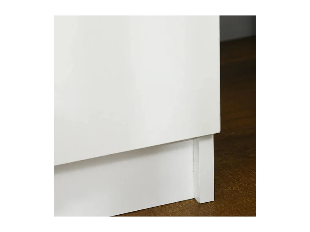 Table de chevet avec panneau lumineux à LED RGB, équipée de 2 tiroirs, couleur blanche.