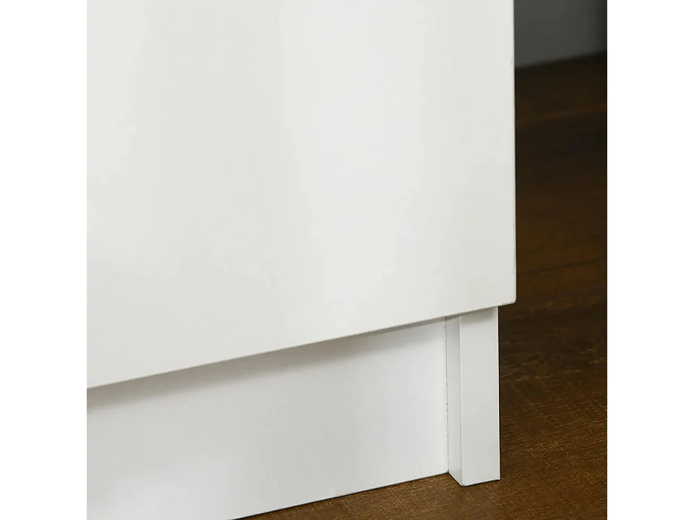 Table de chevet avec panneau lumineux à LED RGB, équipée de 2 tiroirs, couleur blanche.