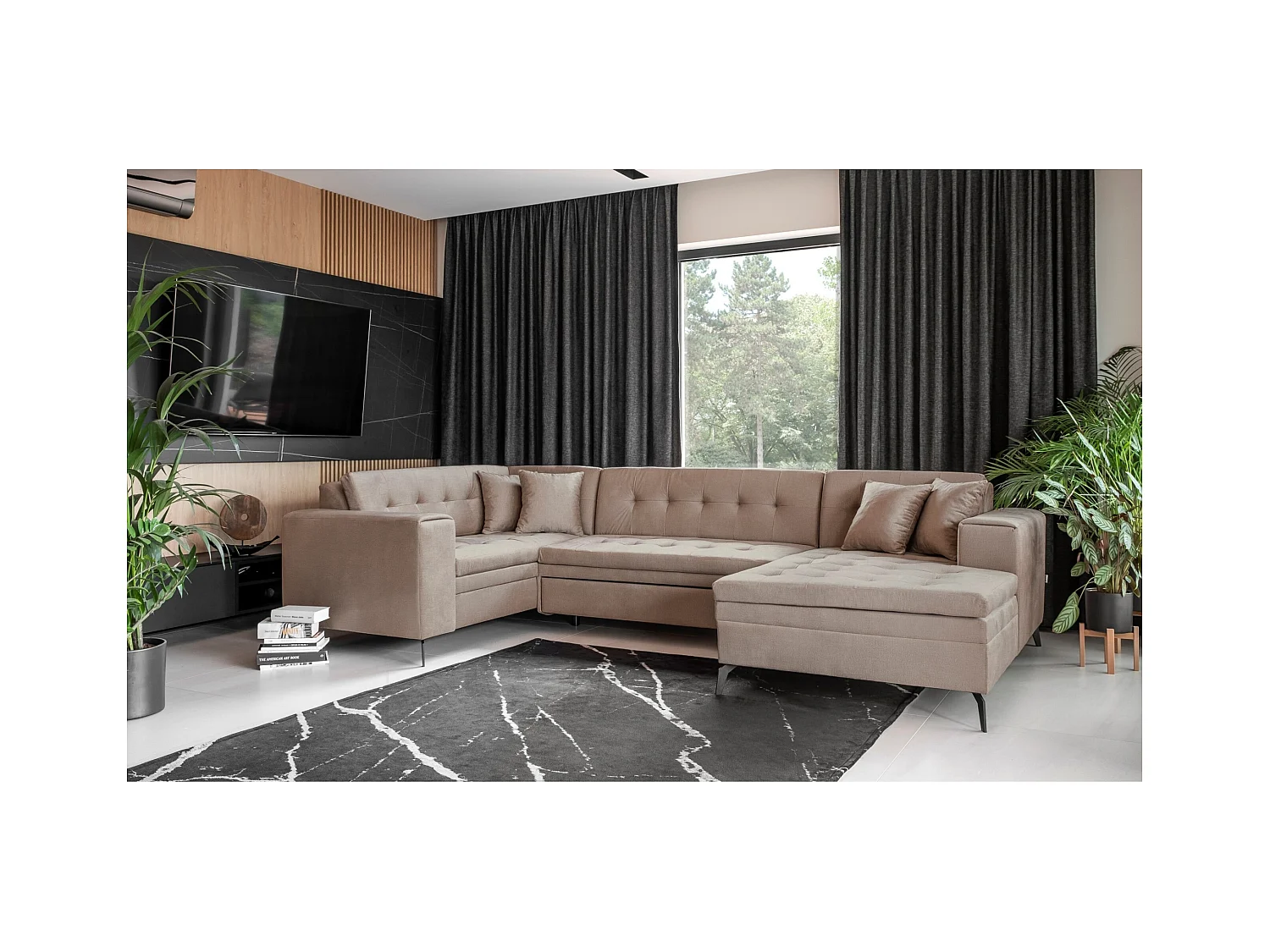 Divano d'angolo Solvio UR/rivestimento in tessut/