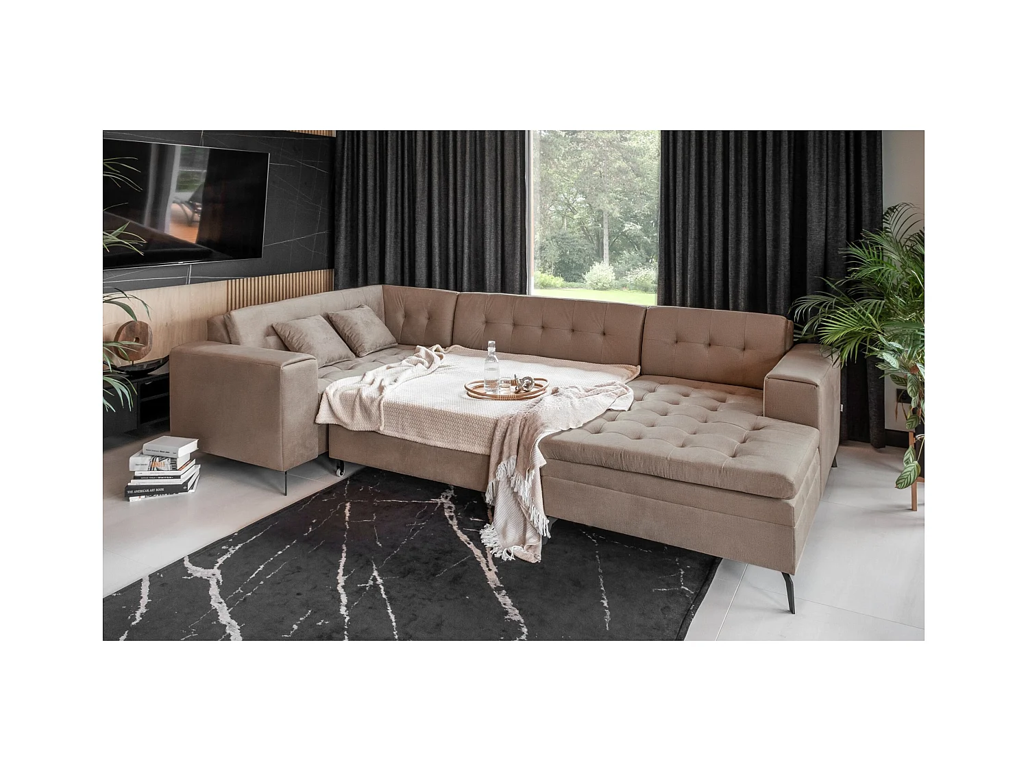 Divano d'angolo Solvio UR/rivestimento in tessut/