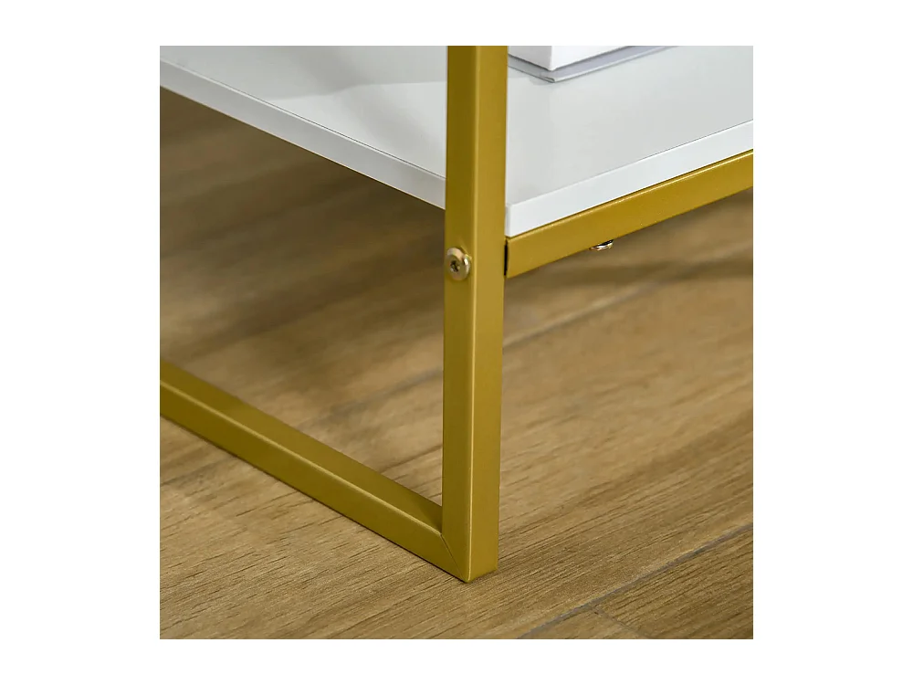 Table de chevet avec tiroirs, étagères et poignées, structure en acier, dimensions : 45 x 40 x 60 cm, couleur blanche.