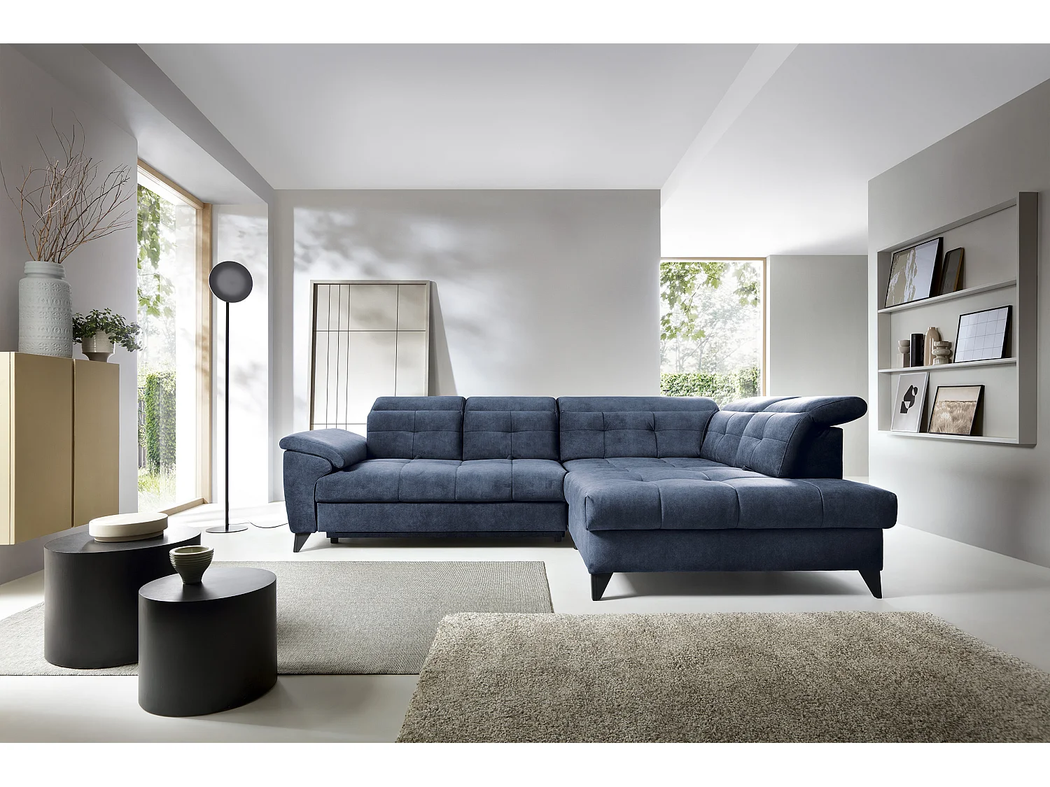 Canapé Corner Corsica R/Tissu/Bleu