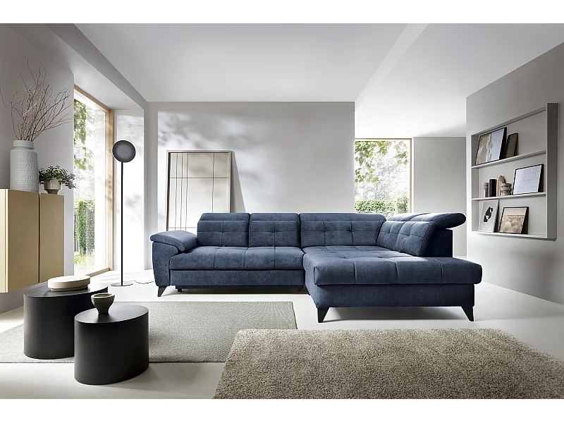 Canapé Corner Corsica R/Tissu/Bleu