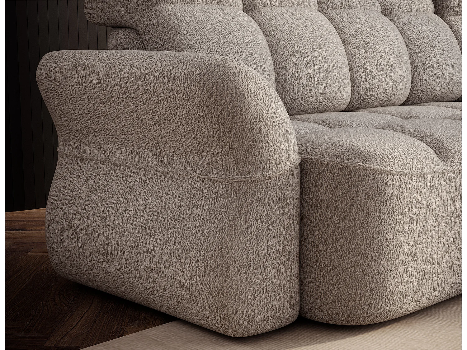 Canapé d'angle Sophia R/Tissu-Bouclé/Beige