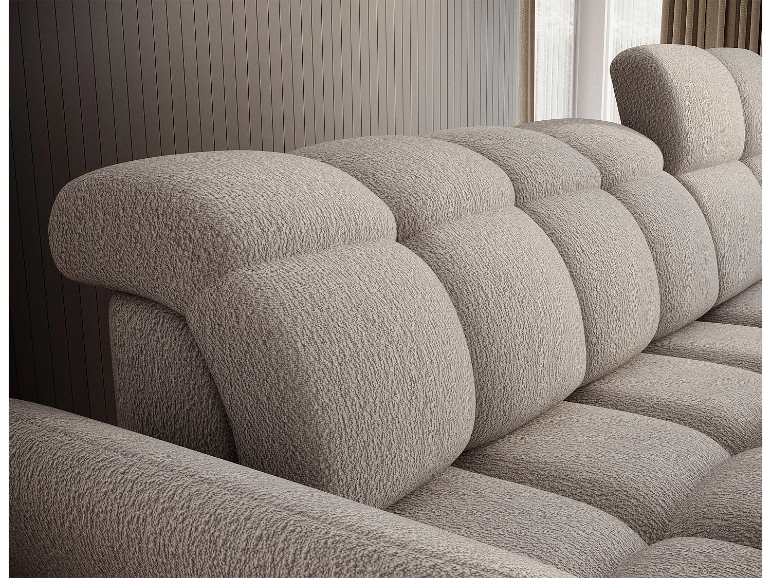 Canapé d'angle Sophia R/Tissu-Bouclé/Beige