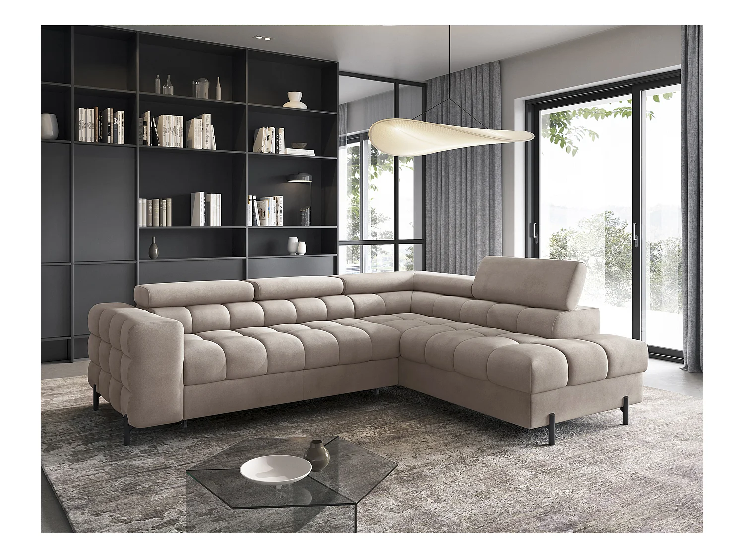 Divano d'angolo Latina R/rivestimento in tessuto/Beige