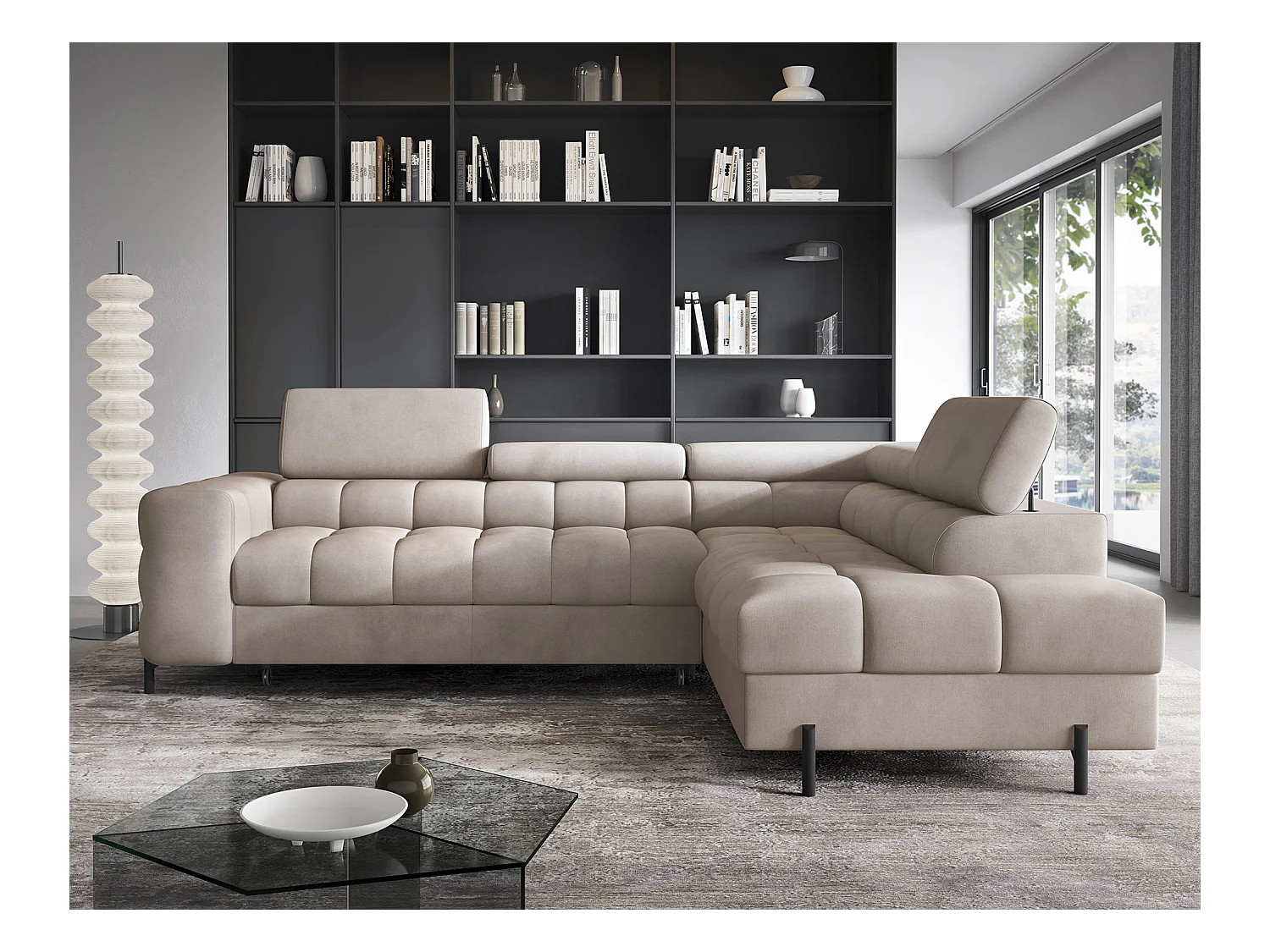 Divano d'angolo Latina R/rivestimento in tessuto/Beige