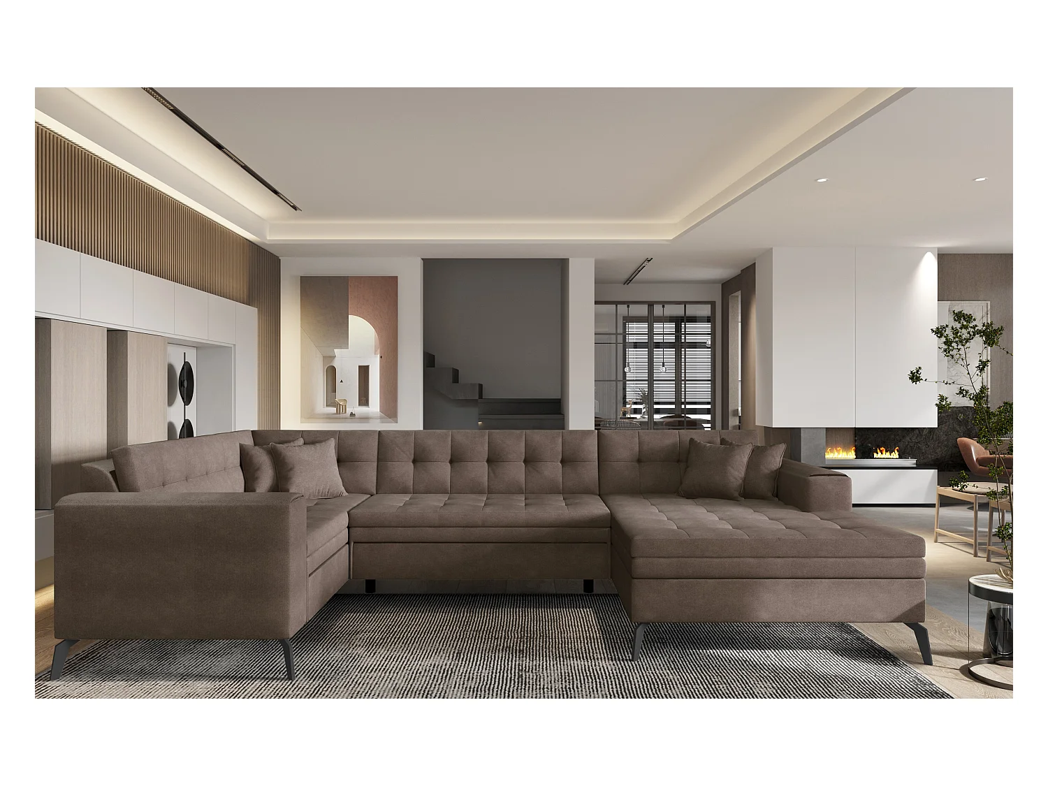 Ecksofa Solvio UR/Stoffbezug/Braun