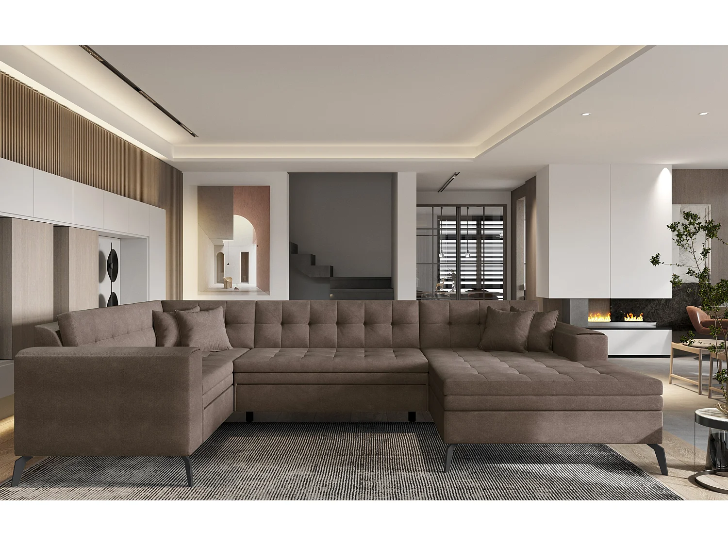 Ecksofa Solvio UR/Stoffbezug/Braun