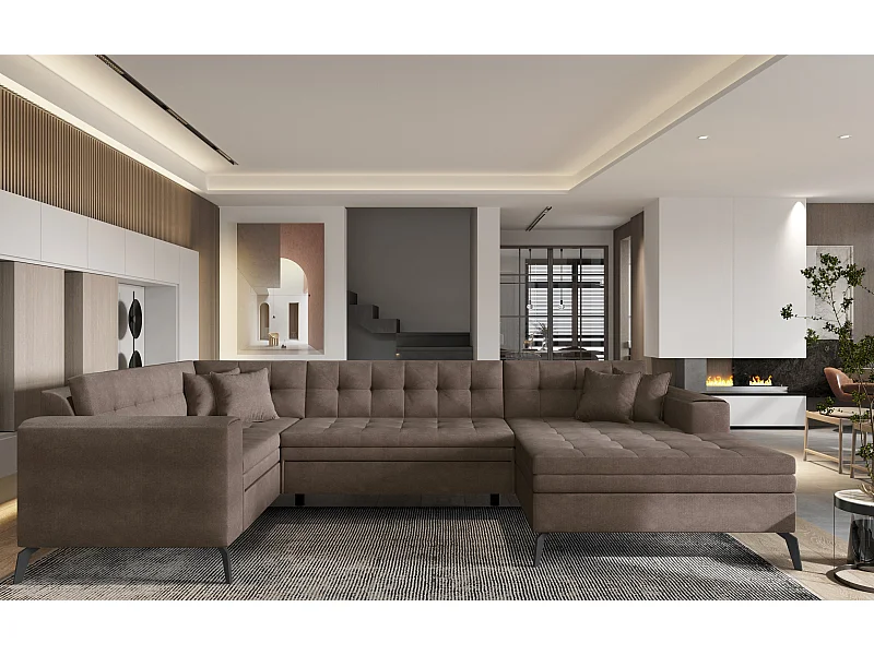 Ecksofa Solvio UR/Stoffbezug/Braun