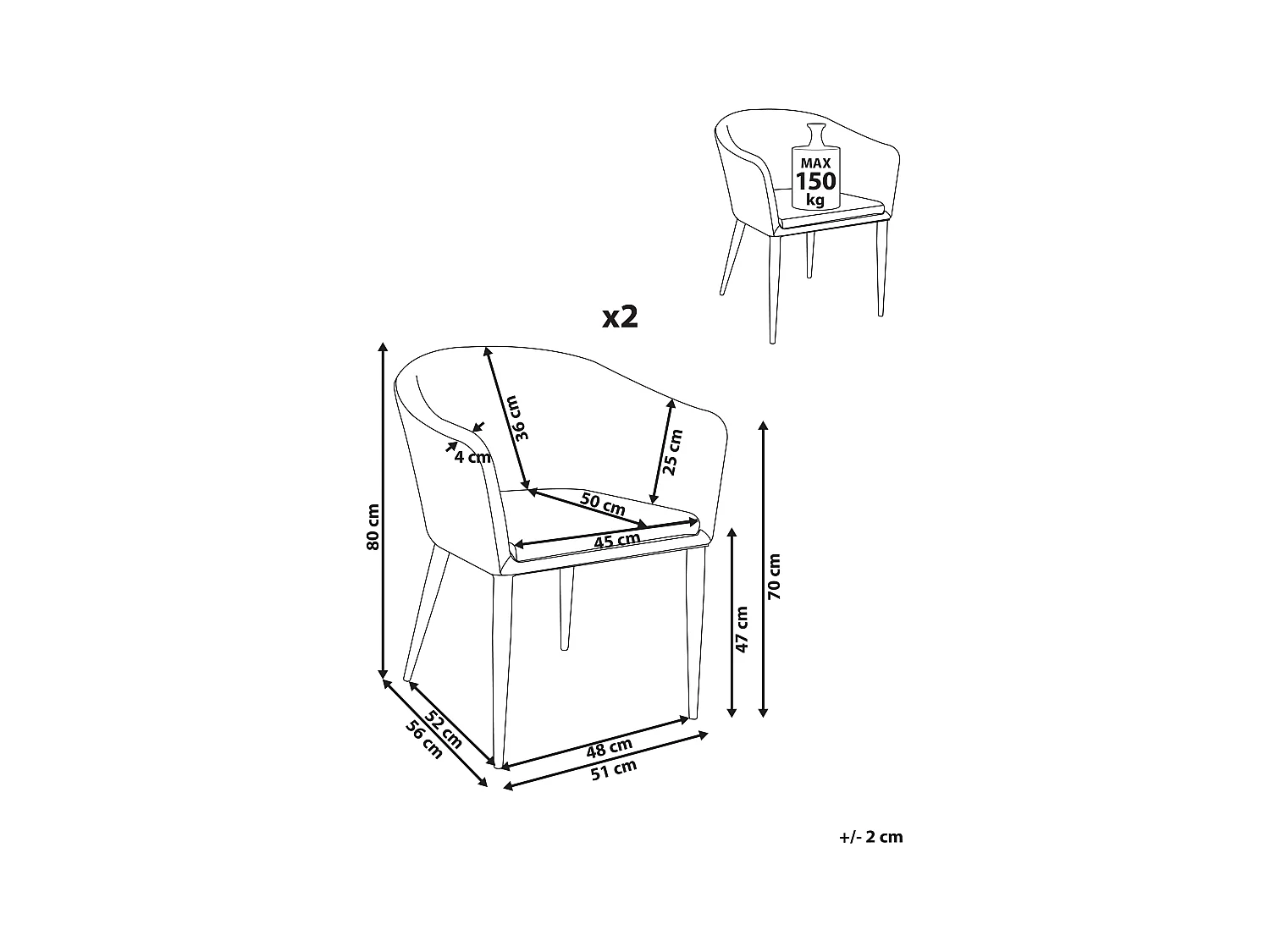 Lot de 2 chaises de jardin TULUNI Tissu Beige