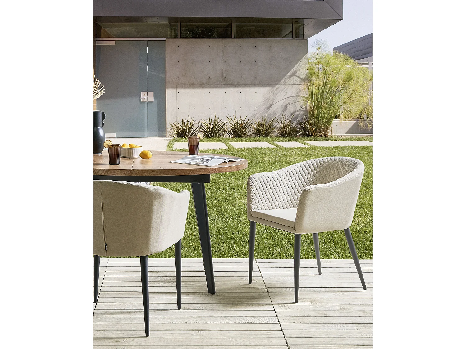 Lot de 2 chaises de jardin TULUNI Tissu Beige