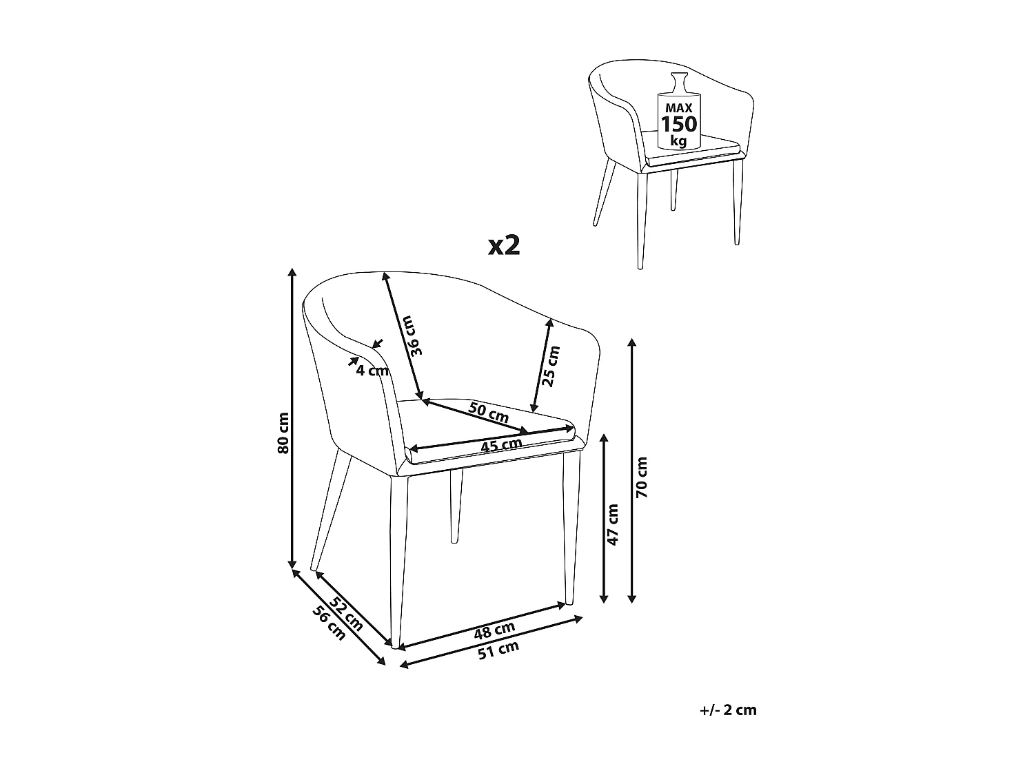 Lot de 2 chaises de jardin TULUNI Tissu Beige