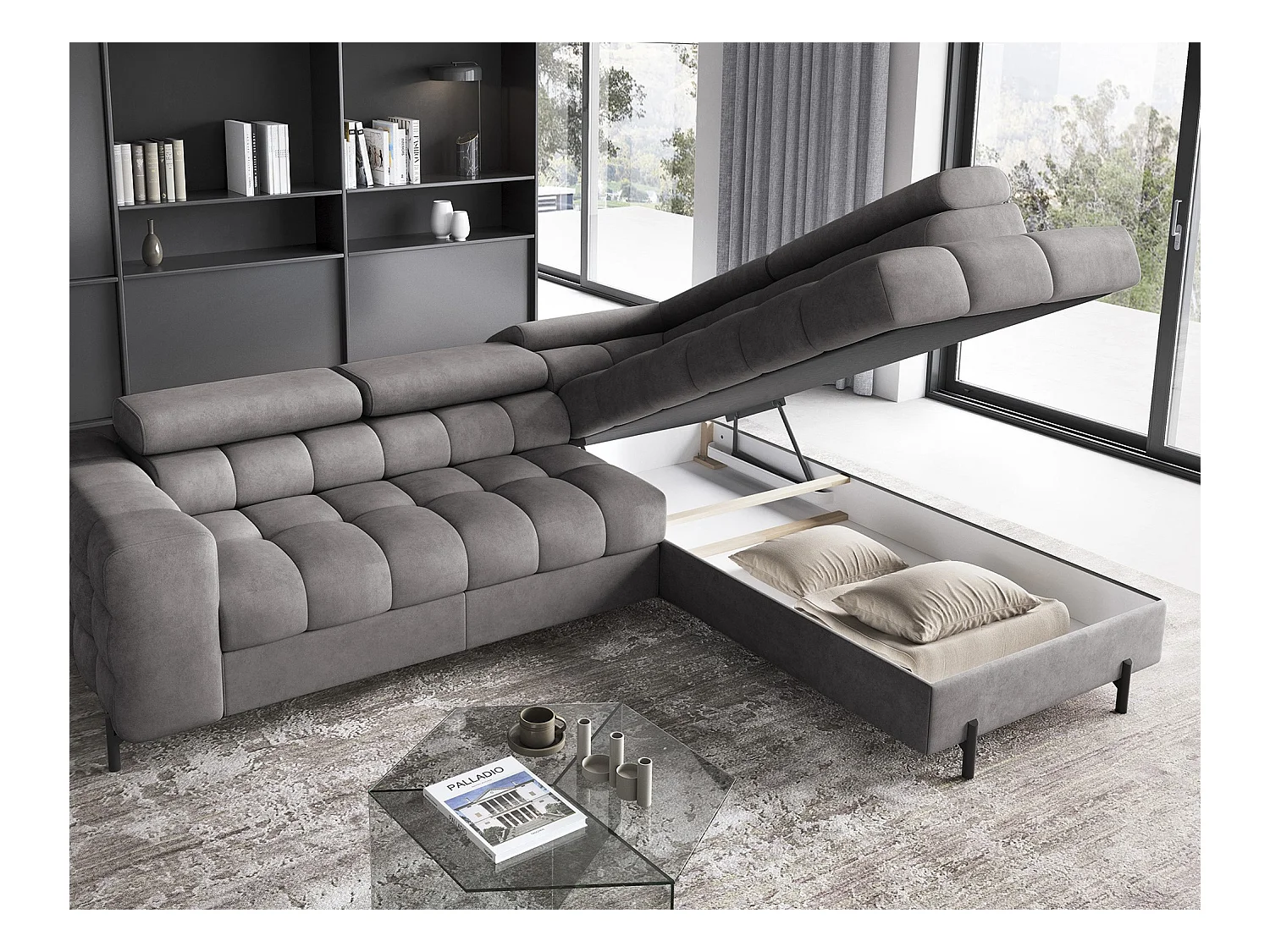 Canapé Corner Latina R/Tissu/Athracite