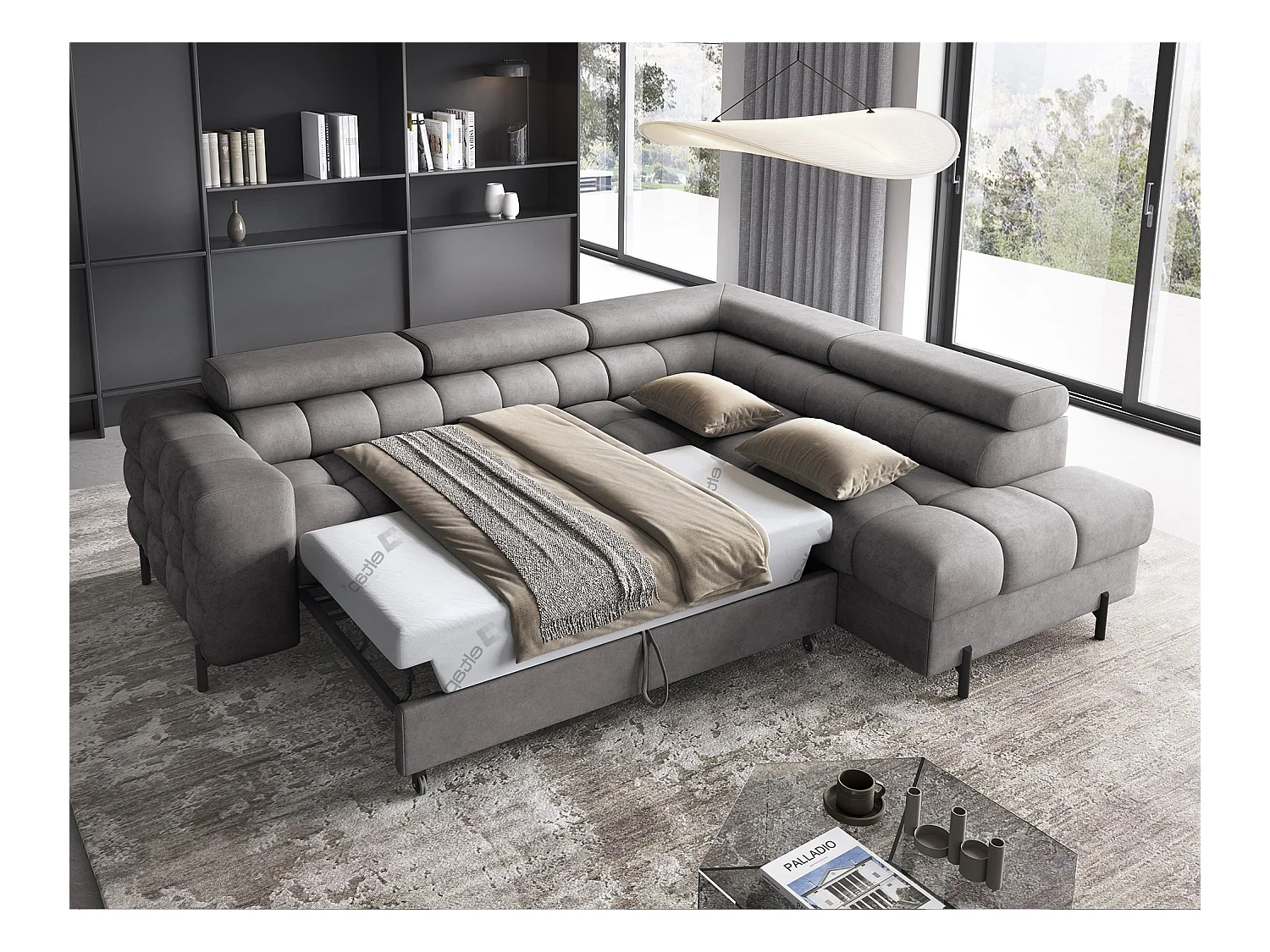 Canapé Corner Latina R/Tissu/Athracite