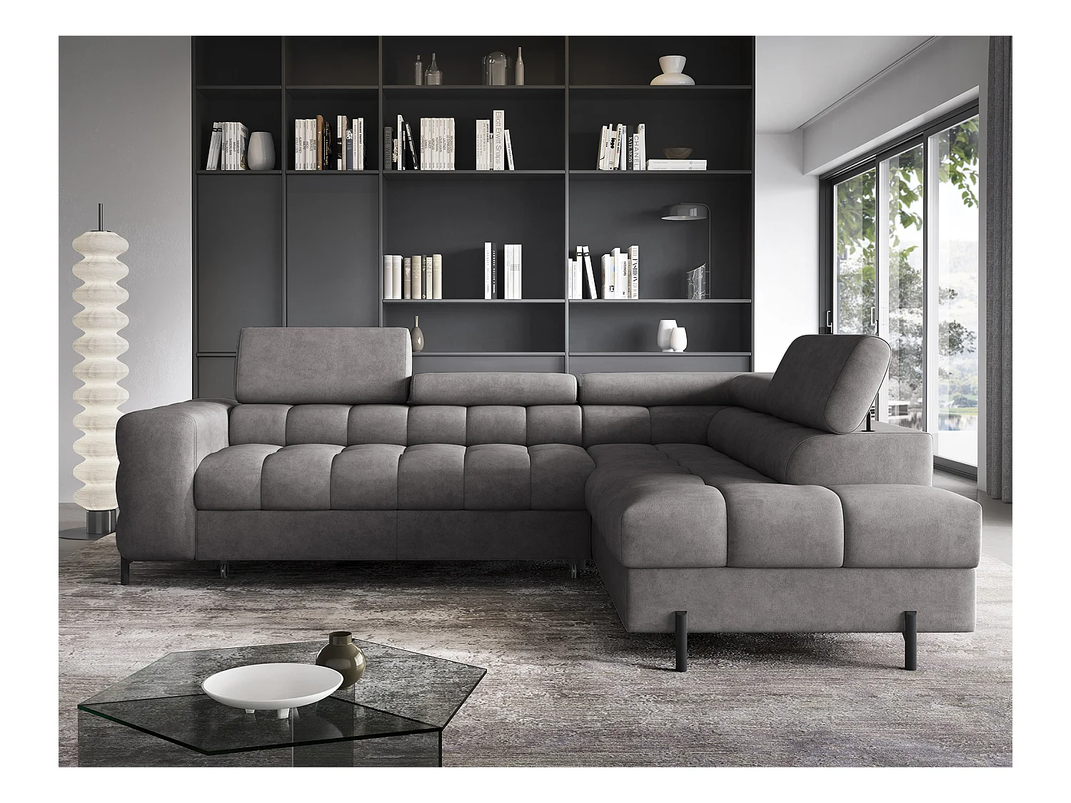 Canapé Corner Latina R/Tissu/Athracite