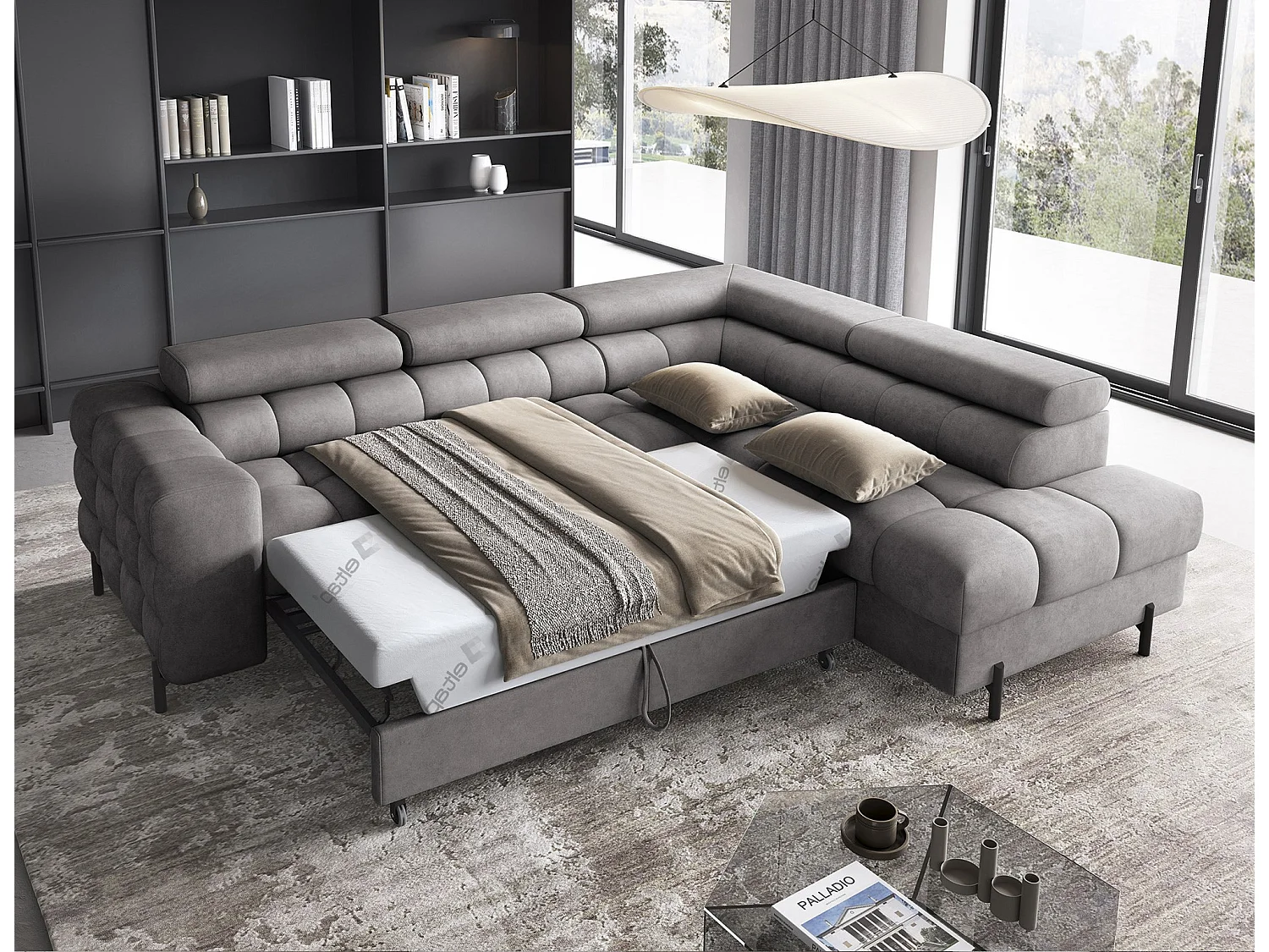 Canapé Corner Latina R/Tissu/Athracite