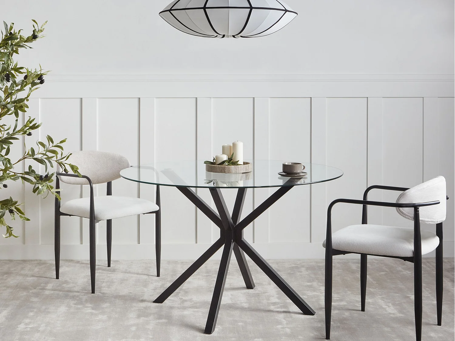 Table de repas MESTON Noir 120 cm 120 cm Verre de sécurité