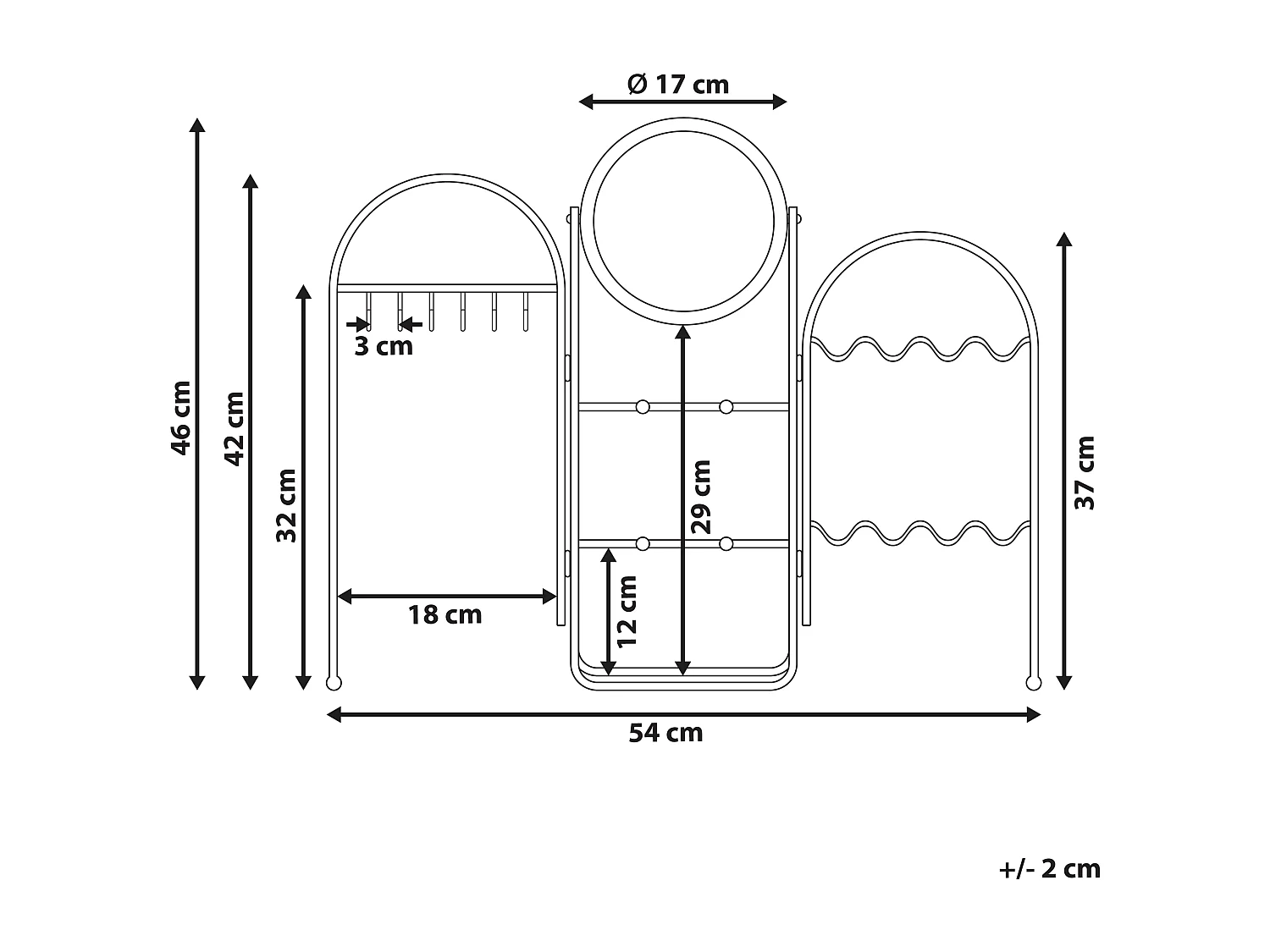 Porte-bijoux avec miroir PIROU Doré