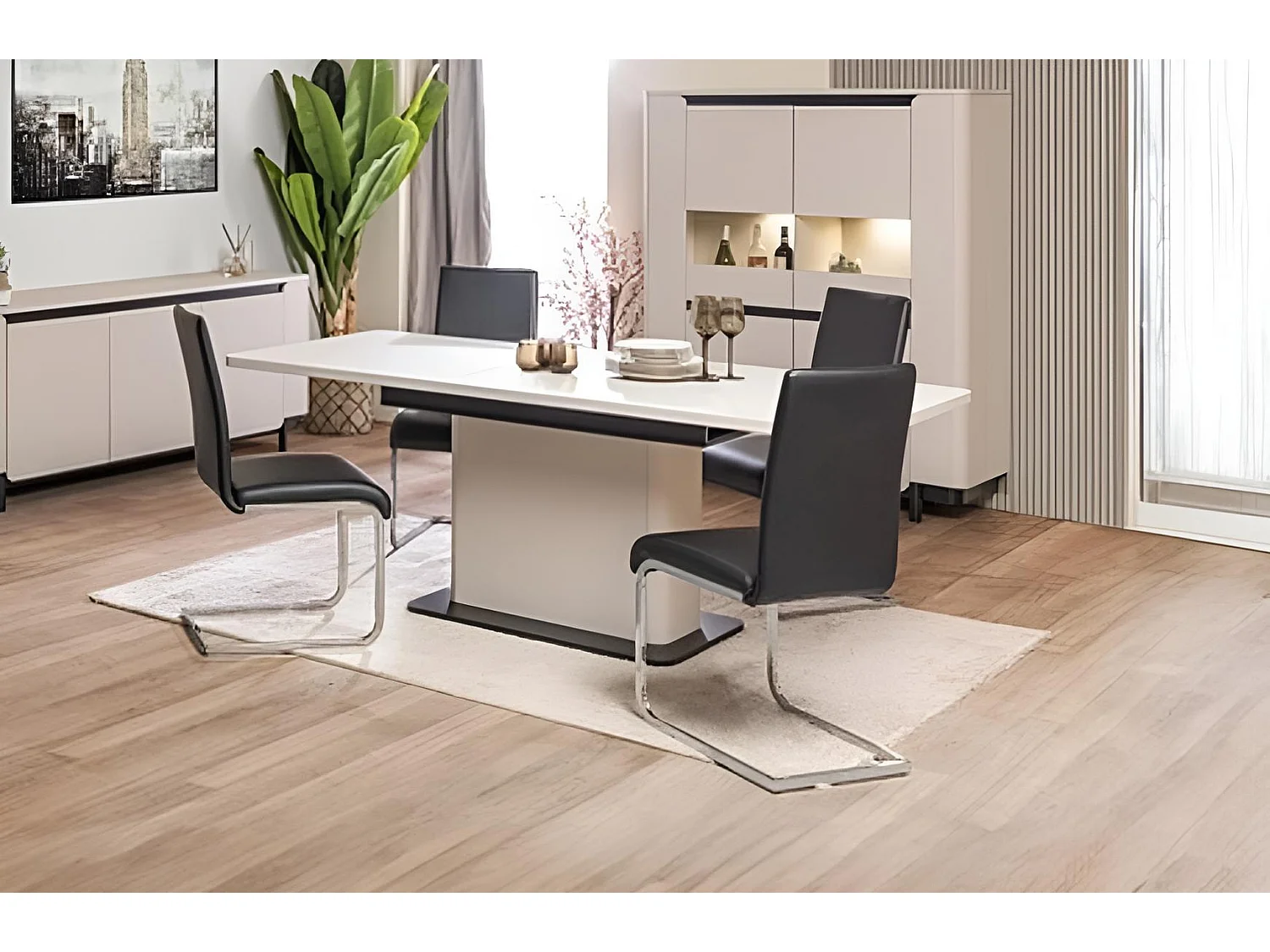 Esstisch Zeff (90x160-200)/Grau&Schwarz