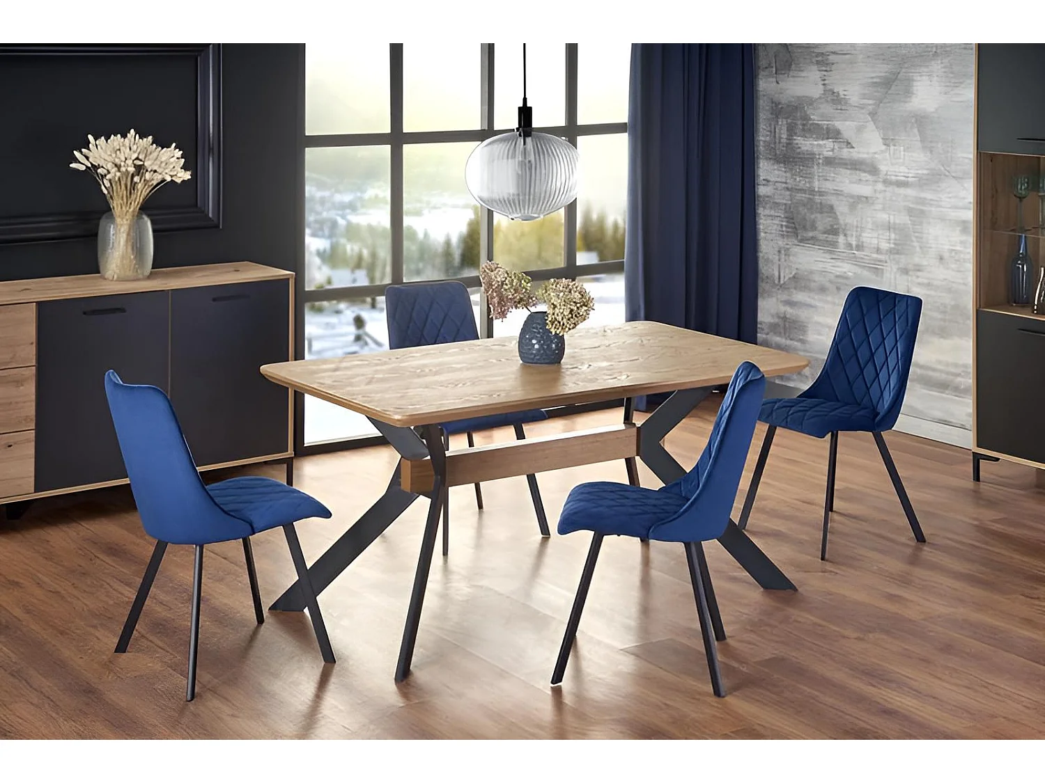 Esstisch Zeff (90x160-200)/Grau&Schwarz