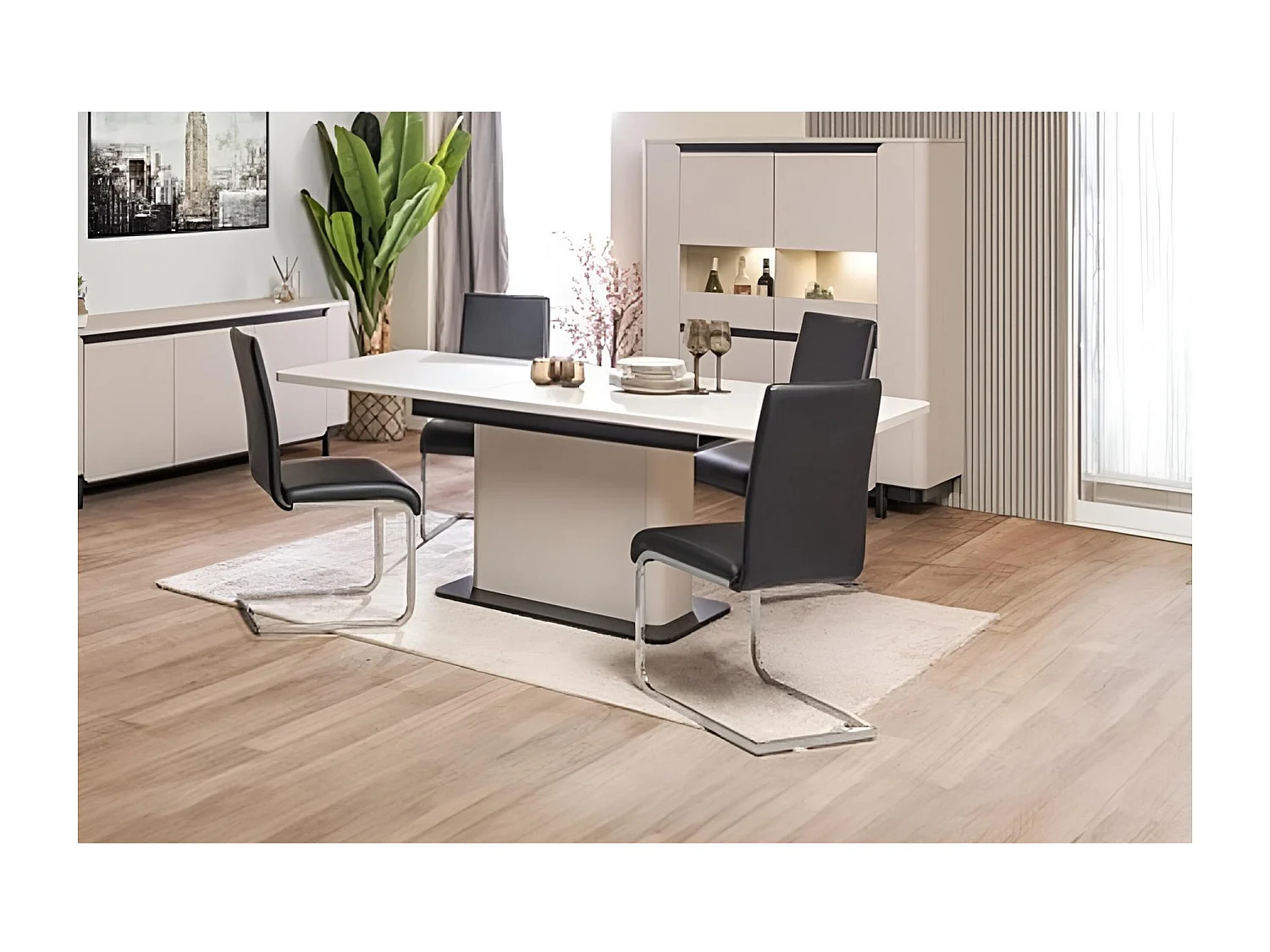 Esstisch Zeff (90 x 160-200)/Grau Schwarz