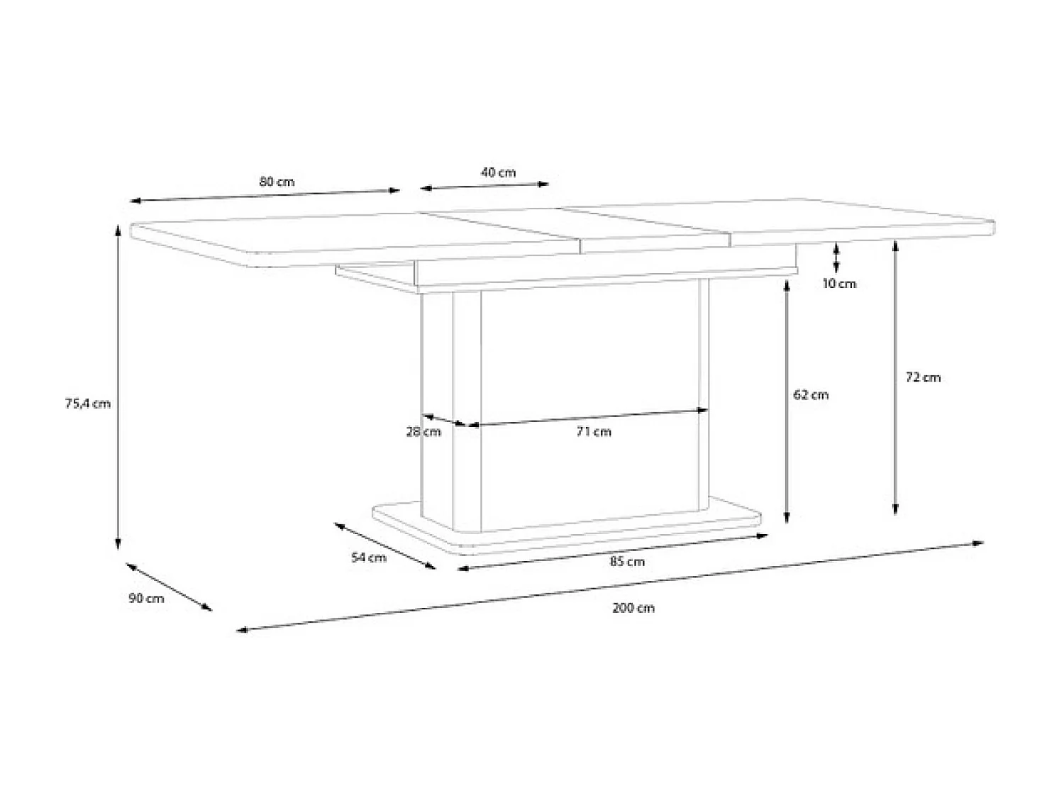 Esstisch Zeff (90 x 160-200)/Grau Schwarz