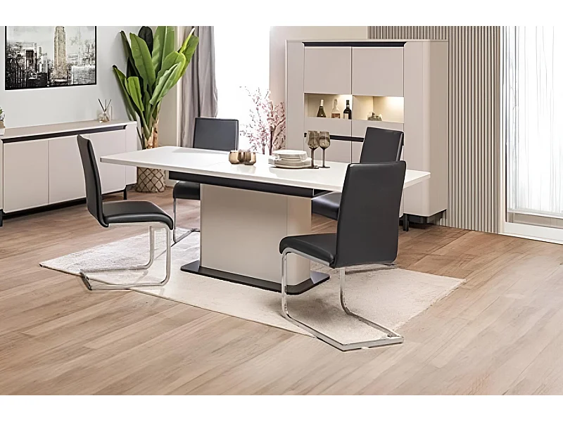 Esstisch Zeff (90x160-200)/Grau&Schwarz