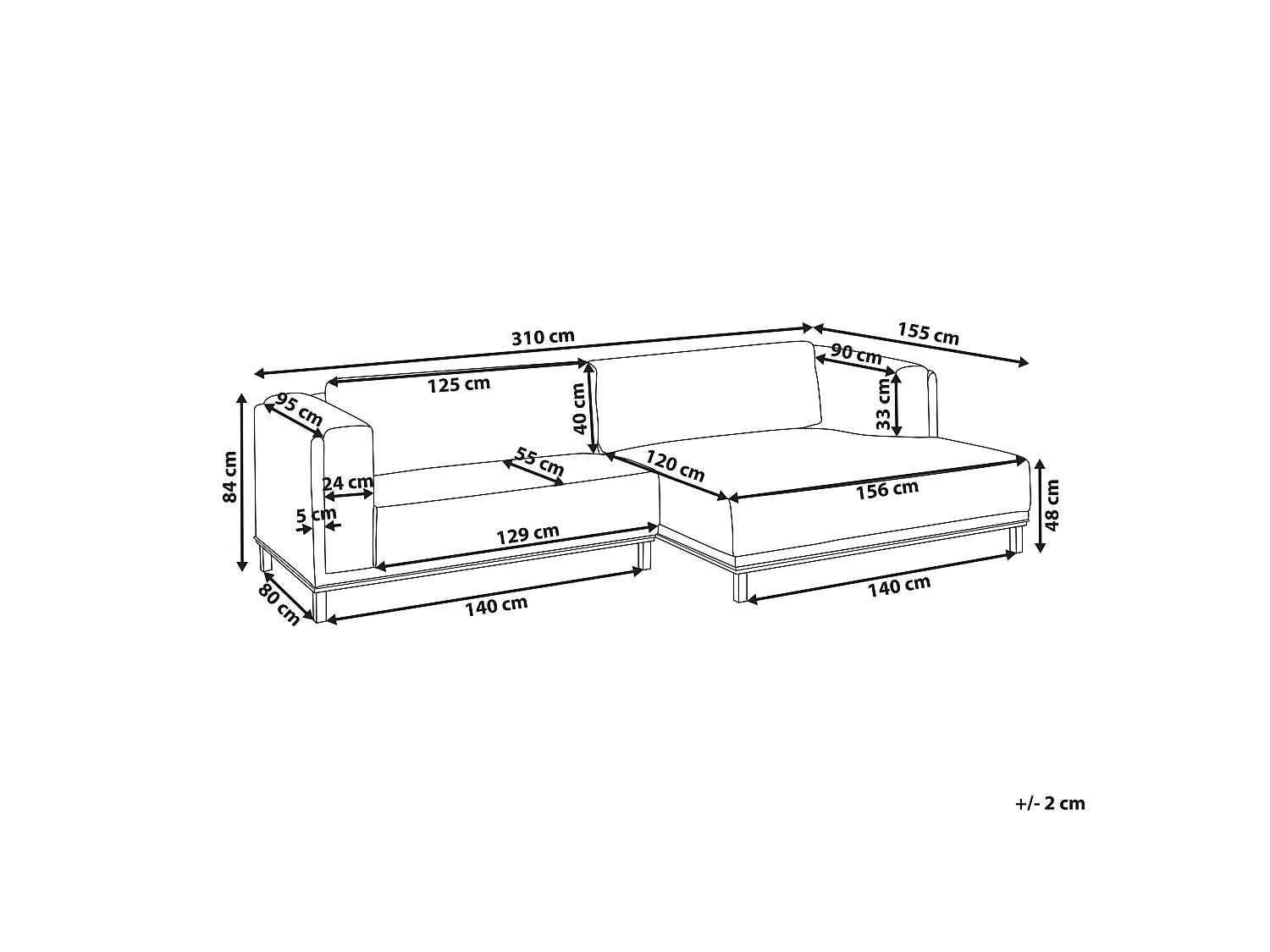 Canapé d'angle 4 places en coton beige VENG