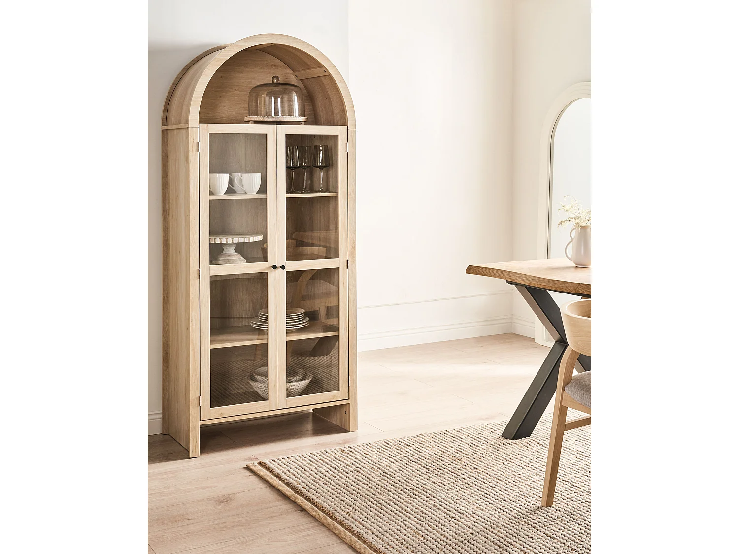 Glass Display Cabinet GLENWOOD 79 cm Light Brown