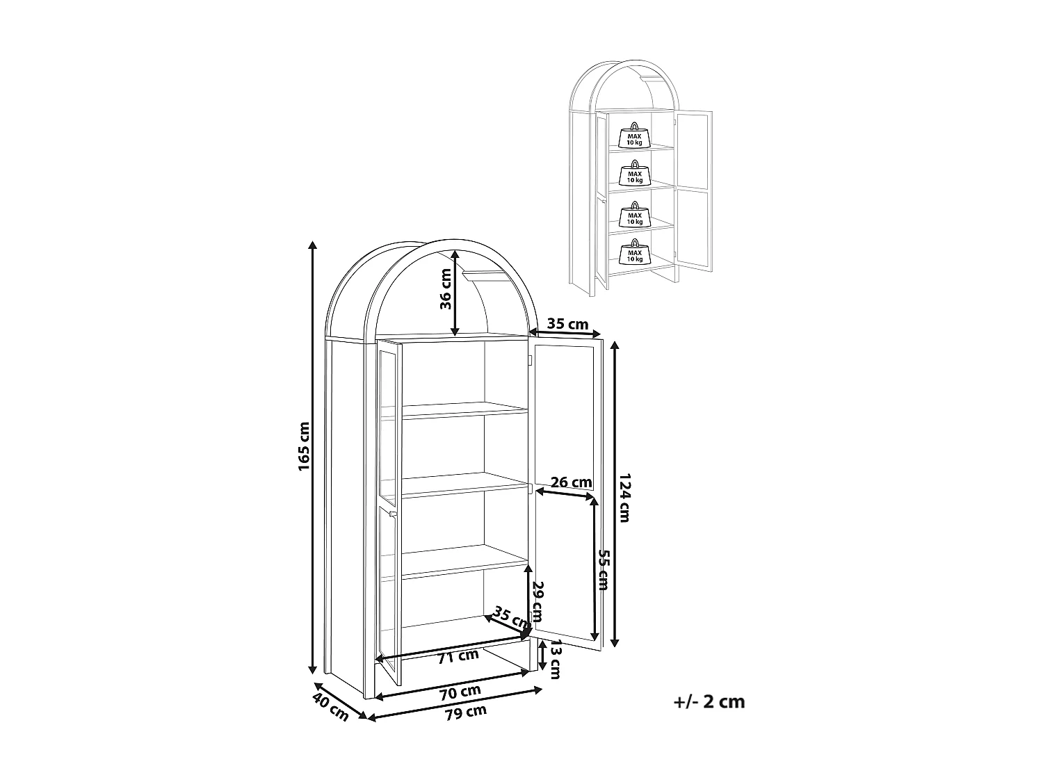 Glass Display Cabinet GLENWOOD 79 cm Light Brown