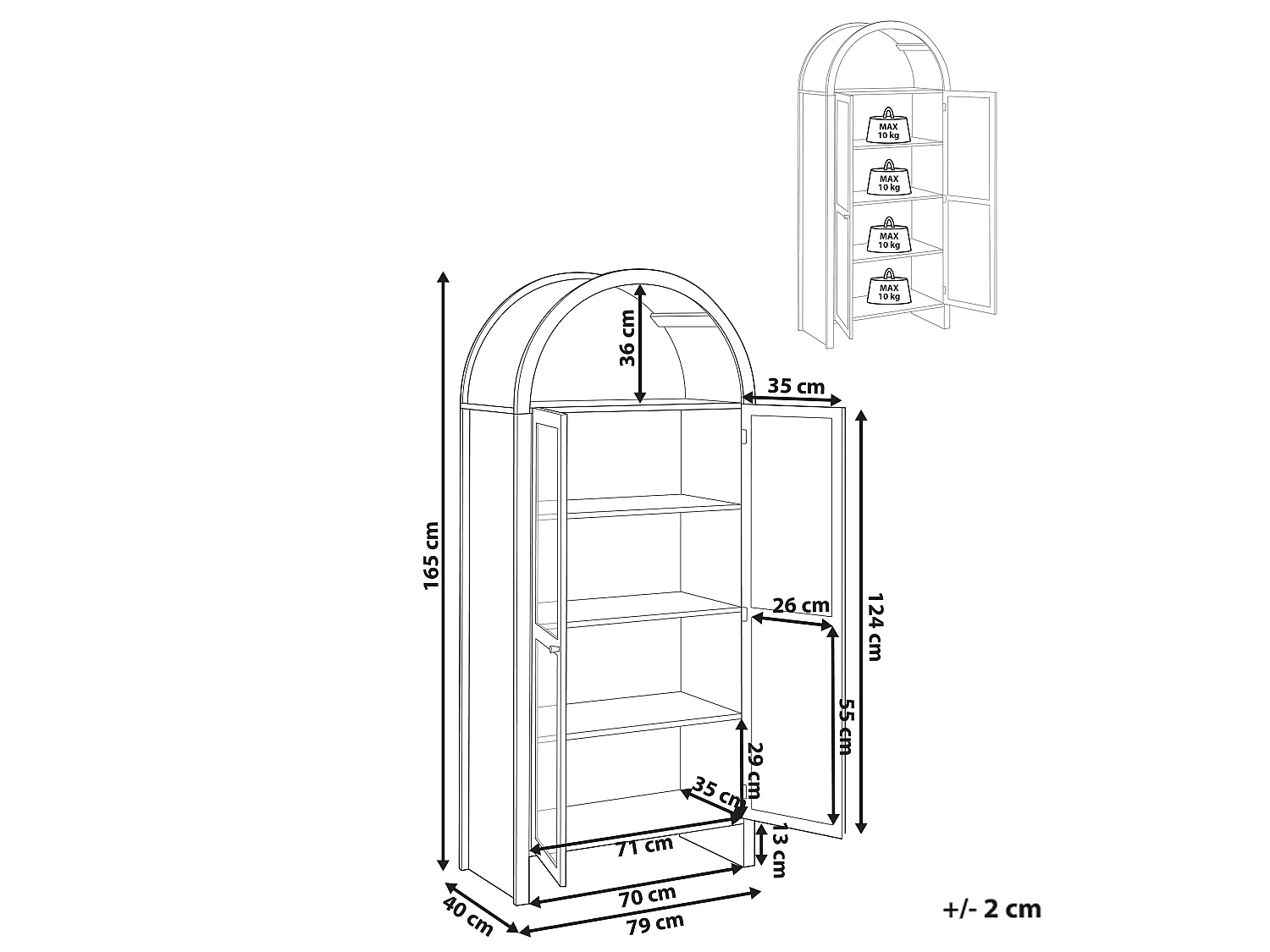 Glass Display Cabinet GLENWOOD 79 cm Light Brown