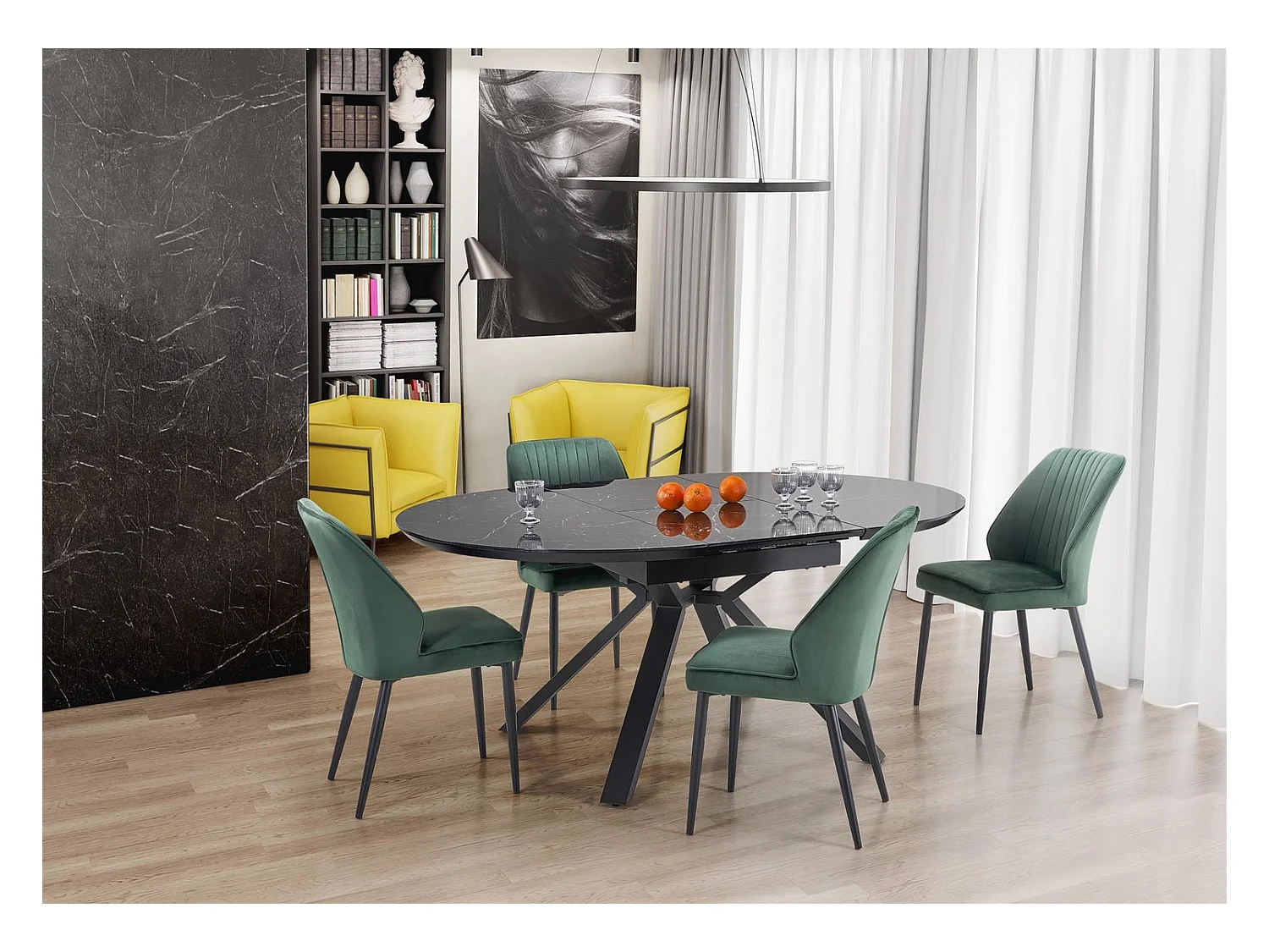 Tavolo da pranzo Vertigo (130x130-180)/Nero