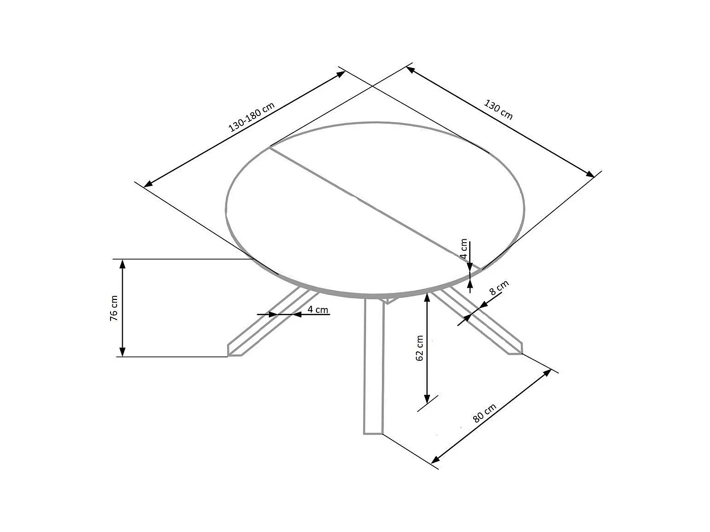 Tavolo da pranzo Vertigo (130x130-180)/Nero