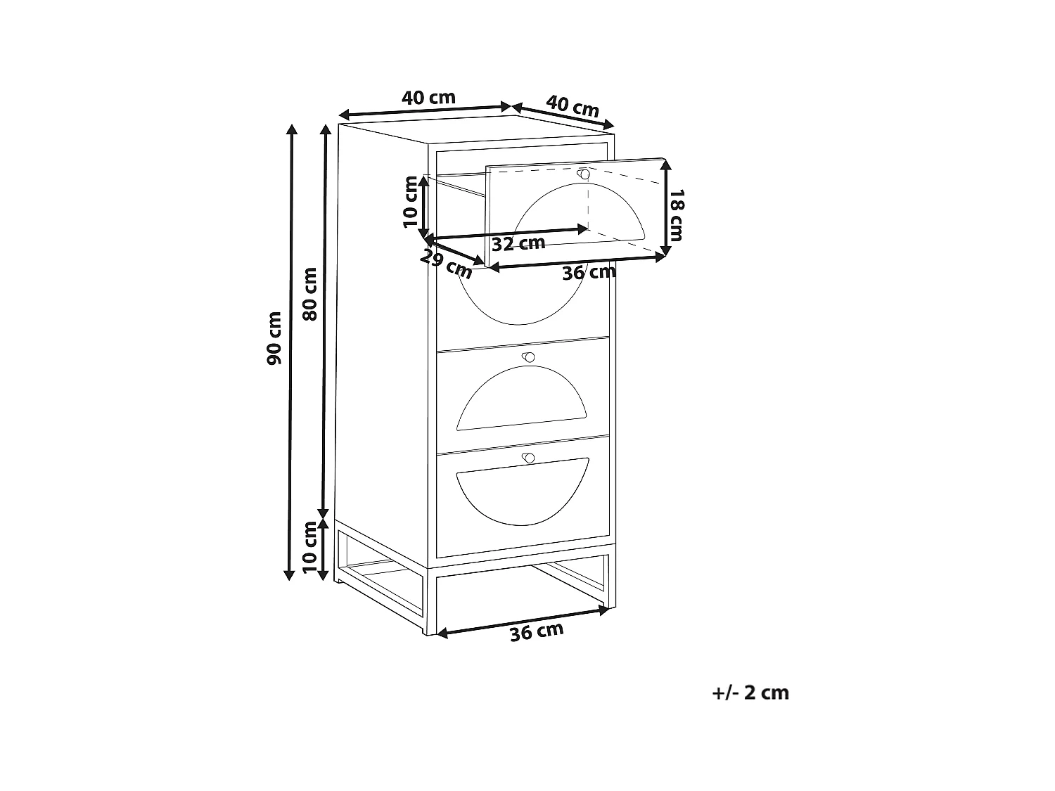Commode à 4 tiroirs BOTWOOD Marron clair
