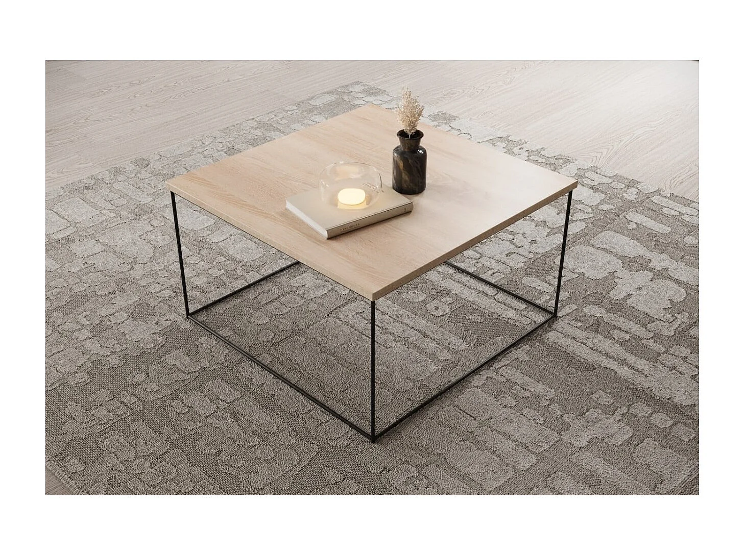 Table basse Joni/contreplaqué et métal/noir&Sonoma