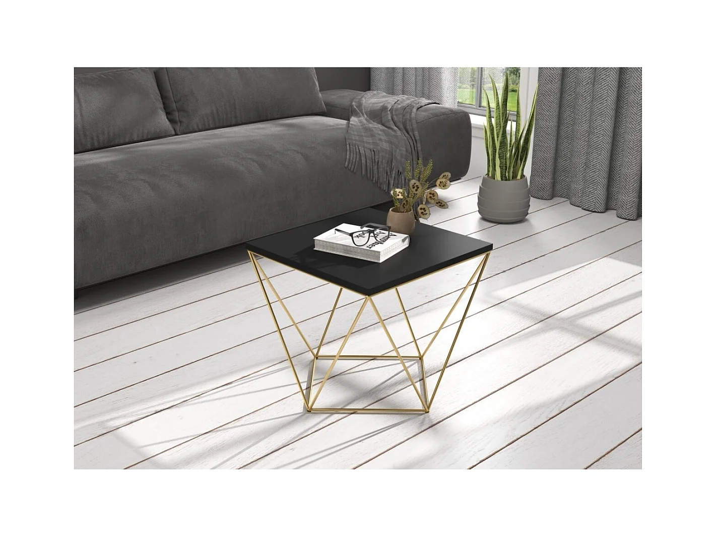 Table basse Dana Premium/Bois&Métal/Or&Noir