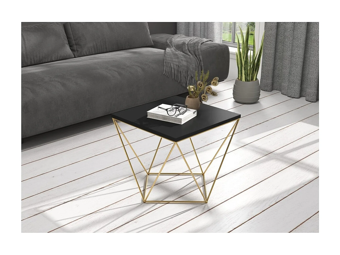 Table basse Dana Premium/Bois&Métal/Or&Noir