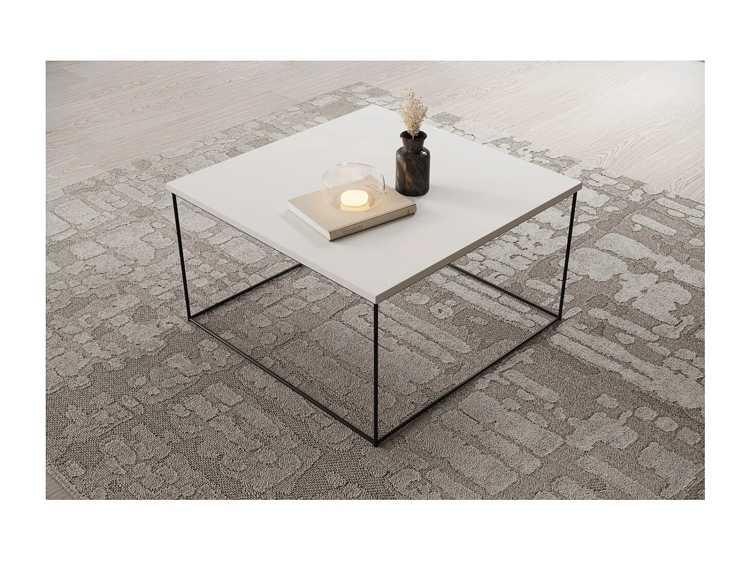 Table basse Joni/contreplaqué et métal/noir&blanc