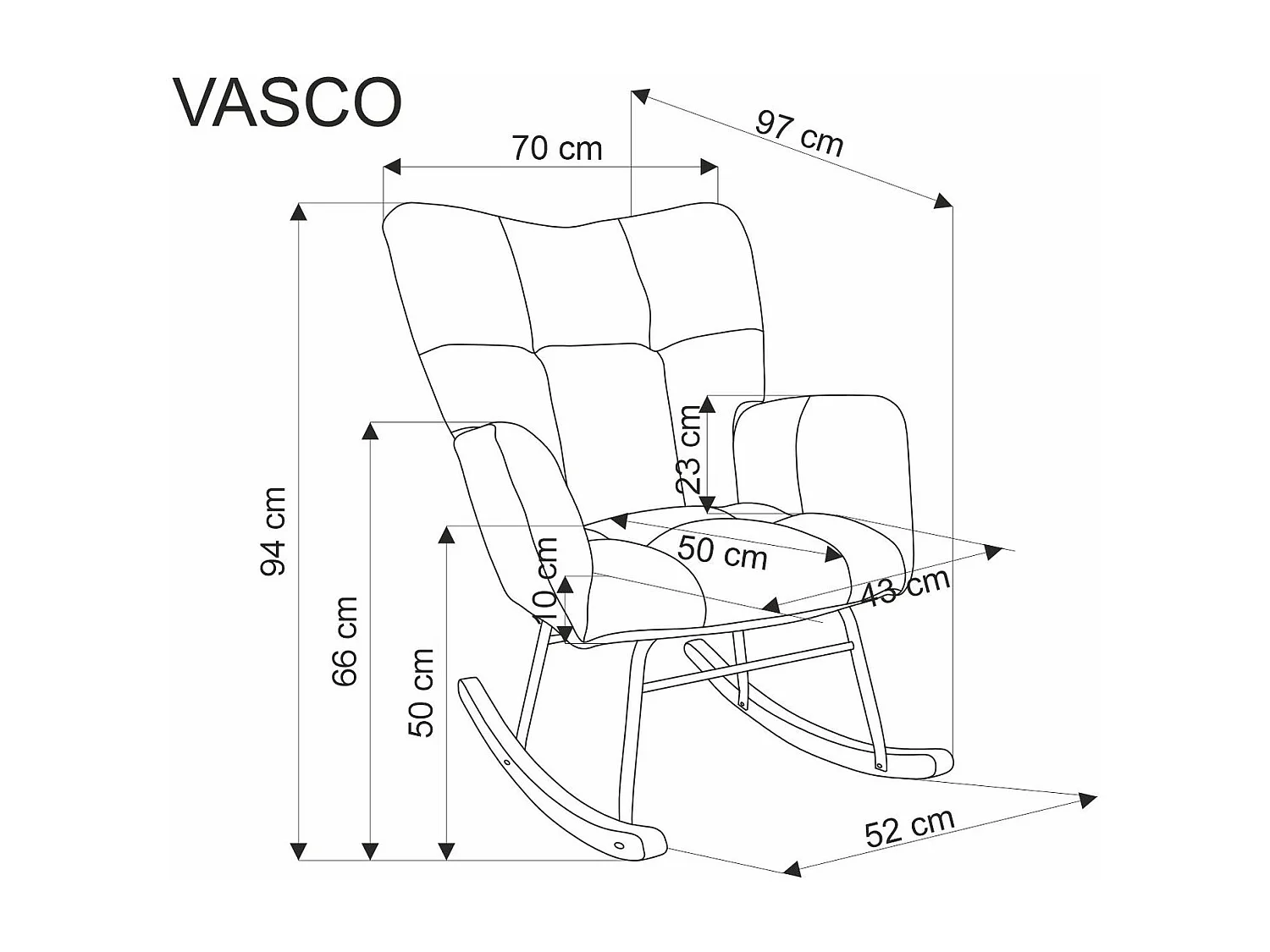 Fauteuil à bascule Vasco / revêtement en tissu / gris