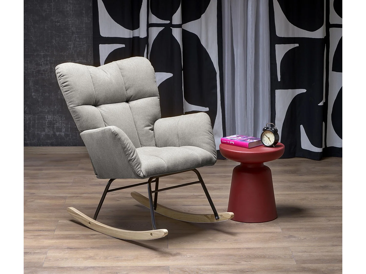 Fauteuil à bascule Vasco / revêtement en tissu / gris